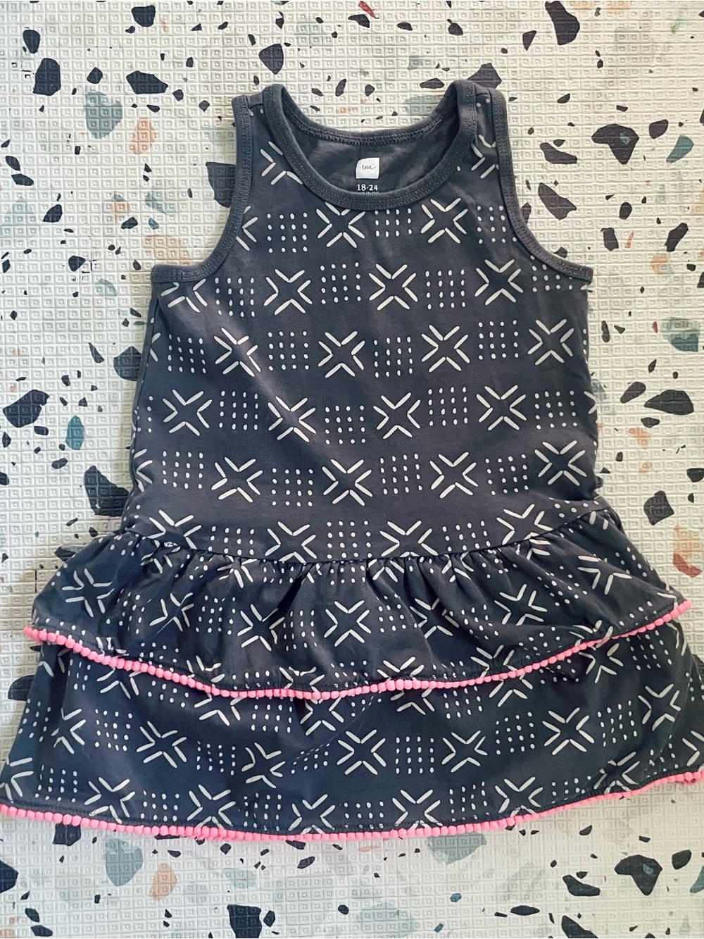 Tea Collection Gray Sleeveless Toddler / Baby Girl's Cotton Dress - 18-24 Months